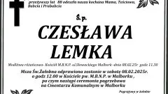 Zmarła Czesława Lemka. Miała 88 lat.