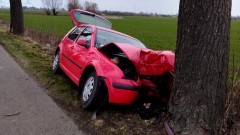 Gmina Nowy Staw. Osobówka uderzyła w drzewo – jedna osoba w szpitalu. 