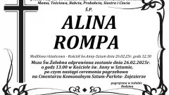 Zmarła Alina Rompa. Miała 80 lat.