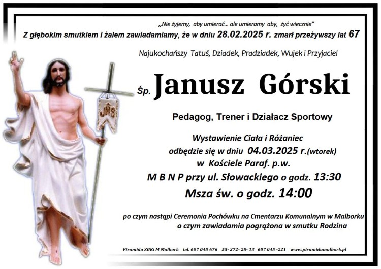 Zmarł Janusz Górski - pedagog, trener i działacz sportowy. Miał 67…