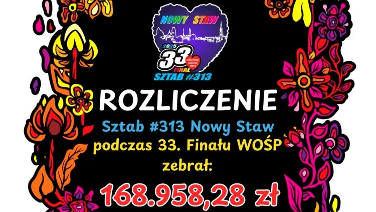Sztab WOŚP w Nowym Stawie podsumował tegoroczną zbiórkę.