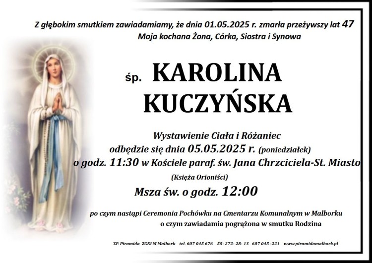 Zmarła Karolina Kuczyńska. Miała 47 lat.