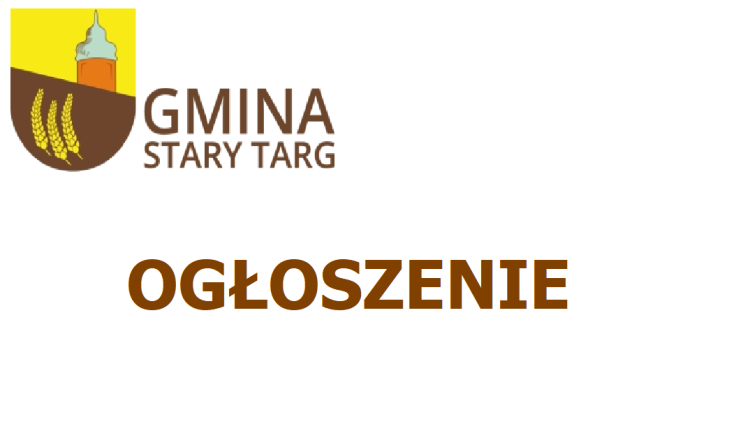 Ogłoszenie Wójta Gminy Stary Targ o przetargu - 18.06.2025