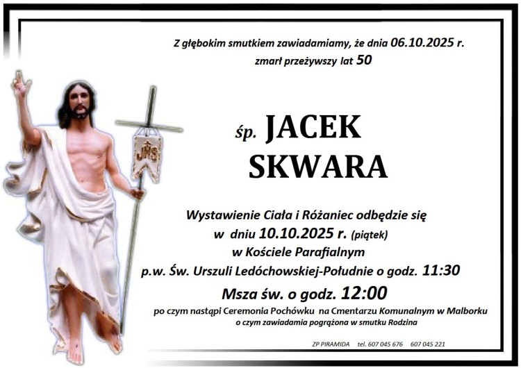Zmarł Jacek Skwara. Żył 50 lat.