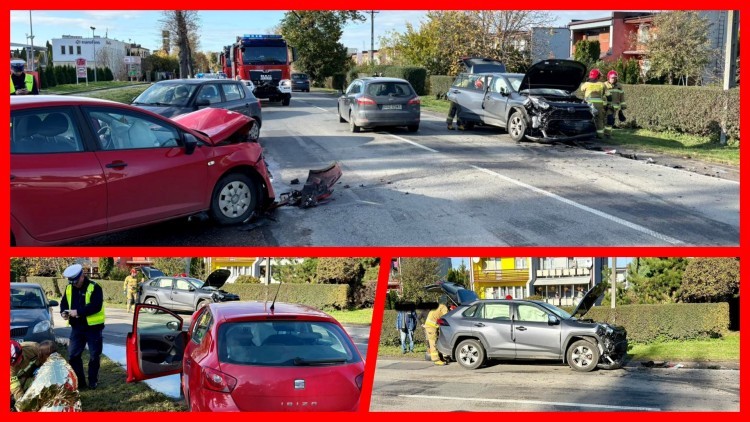 Czołówka na Wojska Polskiego w Malborku – 71-latek zjechał na przeciwny pas