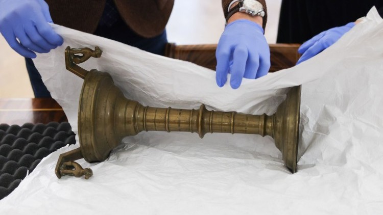 Późnogotycki lichtarz z Boręt trafił do zbiorów Muzeum Zamkowego w Malborku.