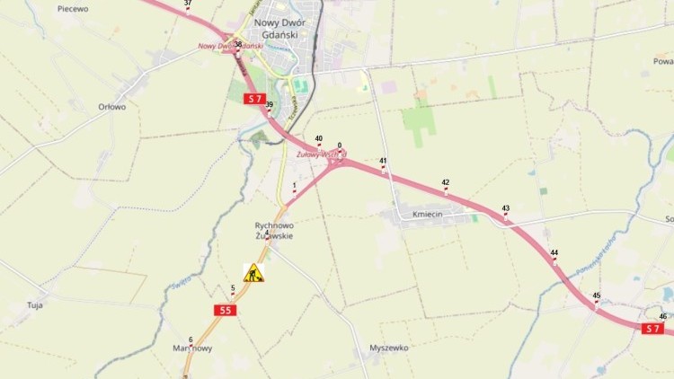 Utrudnienia na DK55 - ruszył remont odcinka Rychnowy Żuławskie – Marynowy. Zobacz wideo