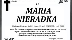 Zmarła Maria Nieradka. Miała 88 lat.