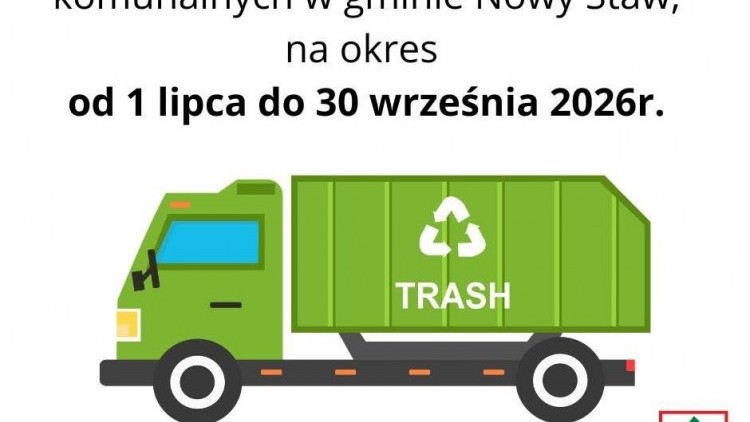 Okresowy harmonogram wywozu odpadów komunalnych w Gminie Nowy Staw na 2026 rok.