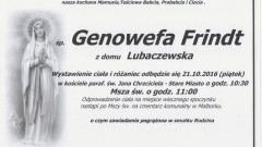 Zmarła Genowefa Frindt. Żyła 88 lat.