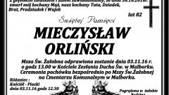 Zmarł Mieczysław Orliński. Żył 82 lat. 