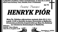 Zmarł Henryk Piór. Żył 75 lat.