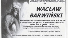 Zmarł Wacław Barwiński. Żył 66 lat.