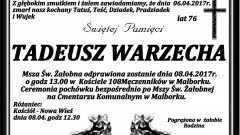 Zmarł Tadeusz Warzecha. Żył 76 lat.