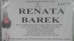 Zmarła Renata Barek. Żyła 75 lat.