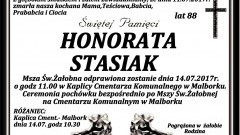 Zmarła Honorata Stasiak. Żyła 88 lat.