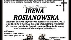 Zmarła Irena Rosianowska. Żyła 89 lat.