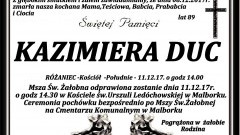 Zmarła Kazimiera Duc. Żyła 89 lat.