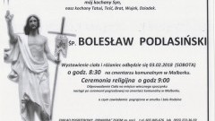 Zmarł Bolesław Podlasiński. Żył 62 lata.