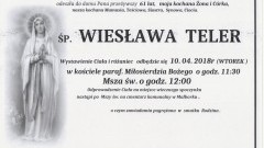 Zmarła Wiesława Teler. Żyła 61 lat