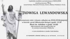 Zmarła Jadwiga Lewandowska . Żyła 78 lat. 