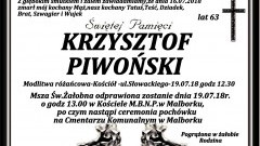 Zmarł Krzysztof Piwoński. Żył 63 lata.