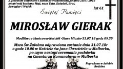 Zmarł Mirosław Gierak. Żył 61 lat.