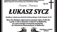 Zmarł Łukasz Sycz. Żył 24 lata 