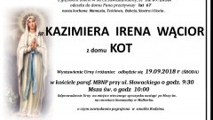 Zmarła Kazimiera Irena Wącior. Żyła 67 lat.