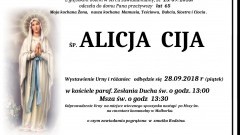 Zmarła Alicja Cija. Żyła 65 lat.