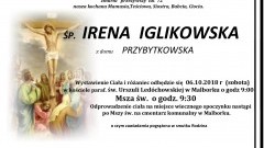 Zmarła Irena Iglikowska. Żyła 72 lata.