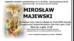 Zmarł Mirosław Majewski. Żył 62 lata.