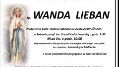 Zmarła Wanda Lieban. Żyła 70 lat.