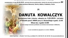 Zmarła Danuta Kowalczyk. Żyła 84 lata.