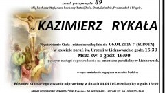 Zmarł Kazimierz Rykała. Żył 89 lat