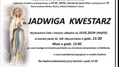 Zmarła Jadwiga Kwestarz. Żyła 79 lat.