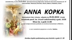 Zmarła Anna Kopka. Żyła 78 lat.