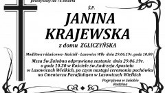 Zmarła Janina Krajewska. Żyła 76 lat.