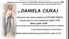 Zmarła Daniela Ciukaj. Żyła 66 lat.