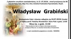 Zmarł Władysław Grabiński. Żył 96 lat.