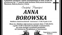 Zmarła Anna Borowska. Żyła 77 lat.