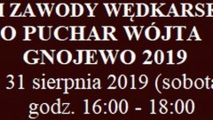 VIII Gminne Zawody Wędkarskie o Puchar Wójta gminy Miłoradz. Szczegóły na plakacie.