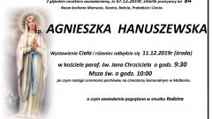 Zmarła Agnieszka Hanuszewska. Żyła 84 lata.