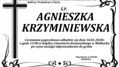 Zmarła Agnieszka Krzyminiewska. Żyła 83 lata.