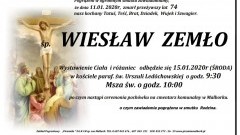 Zmarł Wiesław Zemło. Żył 74 lata.