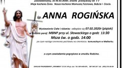 Zmarła Anna Rogińska. Żyła 77 lat.