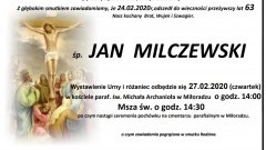 Zmarł Jan Milczewski. Żył 63 lata.