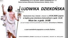 Zmarła Ludwika Dziekońska. Żyła 75 lat.