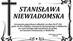 Zmarła Stanisława Niewiadomska. Żyła 86 lat.