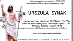 Zmarła Urszula Synak. Żyła 71 lat.